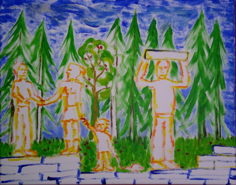 Thumbnail von 500 Menschen mit Steinen, Acryl auf Leinwand, 03.2018, 50x40cm, 70€.jpg