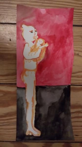 Thumbnail von 900 Mutter mit Kind (groß), Aquarel auf Papier, 03.2017, 14x30cm, 50€.jpg