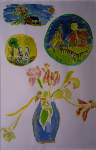 Thumbnail of 590 Blumen und Kreisbilder, Aquarell auf Papier, 04.2018, 30x40cm, vergeben.jpg